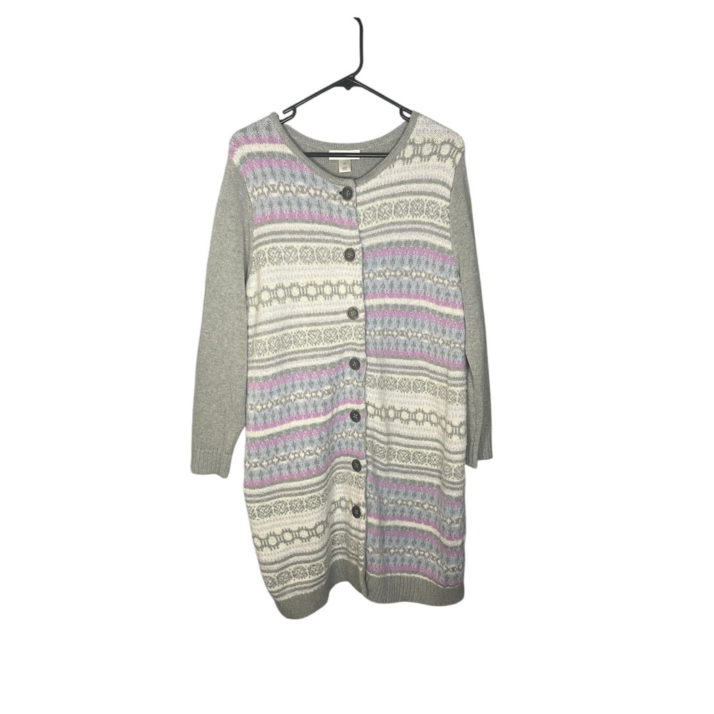 CJ Banks NWT Women's Long Cardigan Sweater Gray 1X
